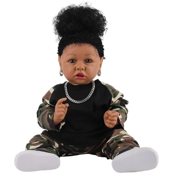 🆕22.8 Inch Reborn Doll with Soft Cloth Body African American Olivia Girl Doll - Picture 1 of 7
